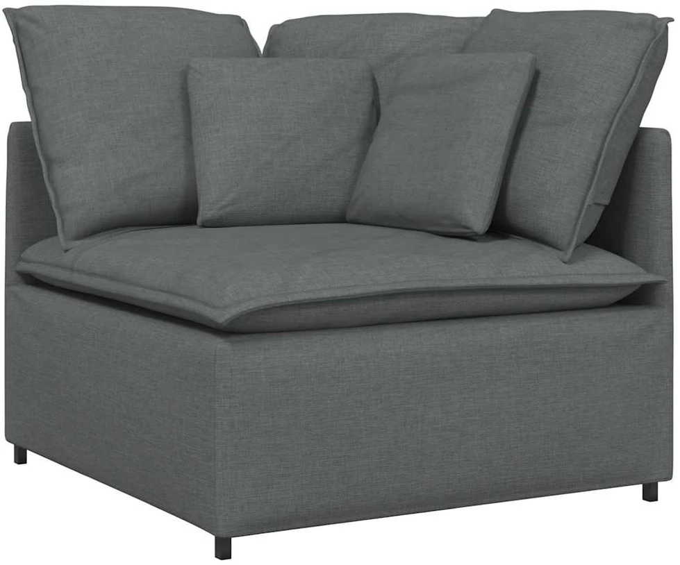 Modulinė sofa su pagalvėlėmis, audinys, tamsiai pilka