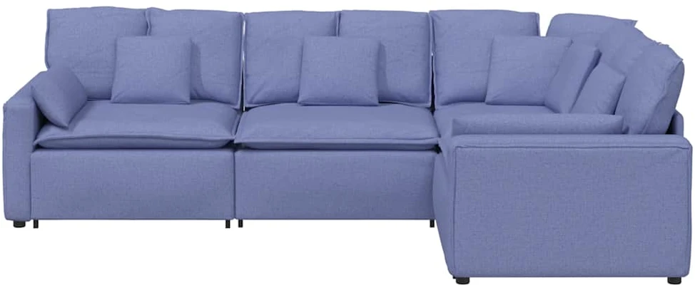Modulinė sofa su pagalvėlėmis, audinys, džinso mėlyna