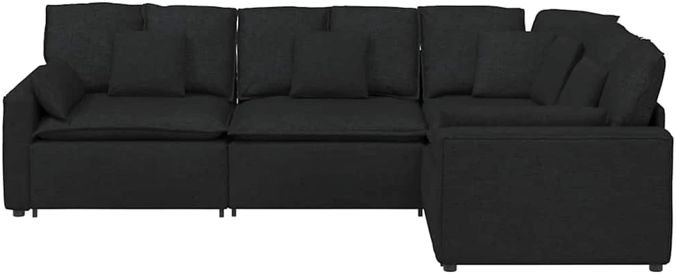 Modulinė sofa su pagalvėlėmis, audinys, juoda