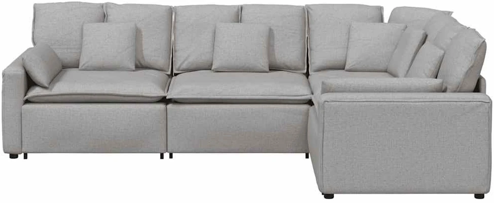 Modulinė sofa su pagalvėlėmis, audinys, debesų pilka