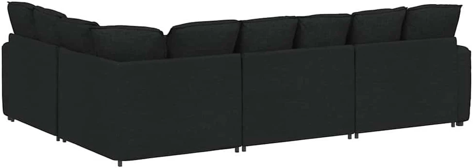 Modulinė sofa su pagalvėlėmis, audinys, juoda