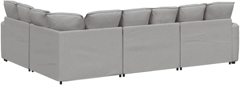 Modulinė sofa su pagalvėlėmis, audinys, debesų pilka