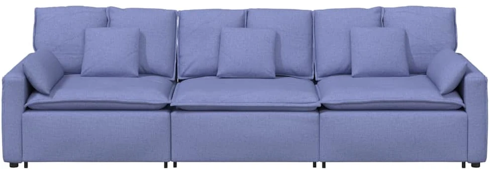 Modulinė sofa su pagalvėlėmis, džinsinės mėlynos spalvos