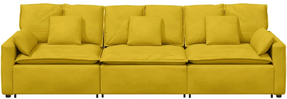 Modulinė sofa su pagalvėlėmis, geltona