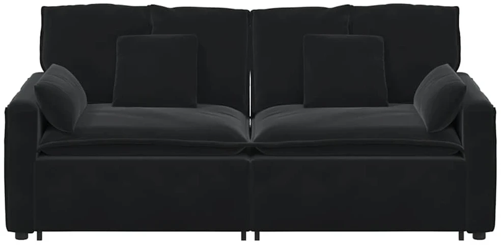 Modulinė sofa su pagalvėlėmis, juoda