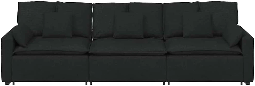 Modulinė sofa su pagalvėlėmis, juoda