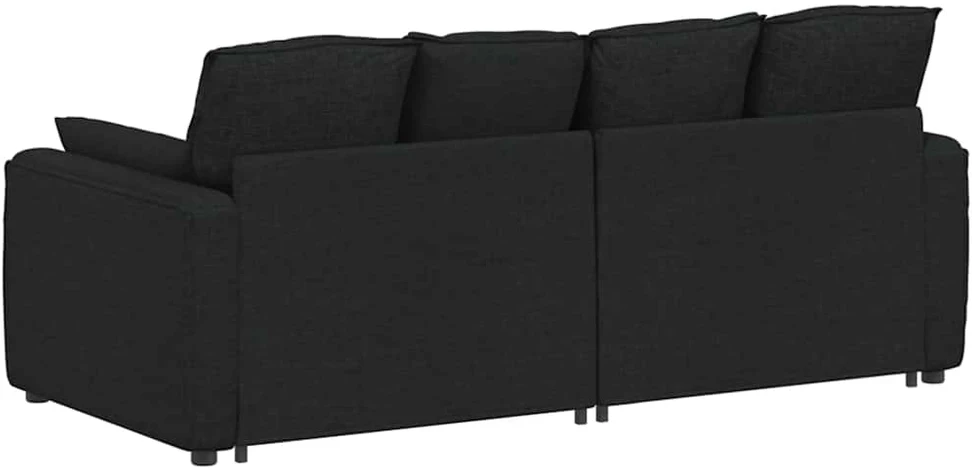 Modulinė sofa su pagalvėlėmis, juoda