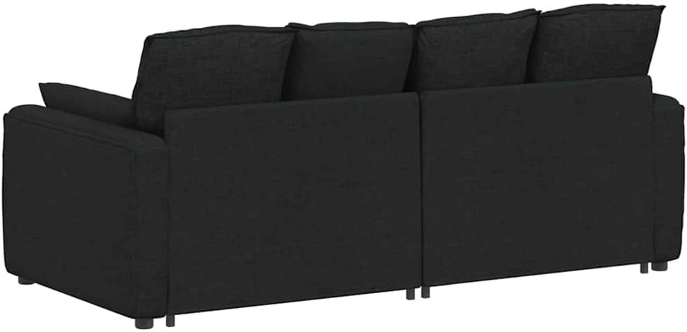 Modulinė sofa su pagalvėlėmis, juoda