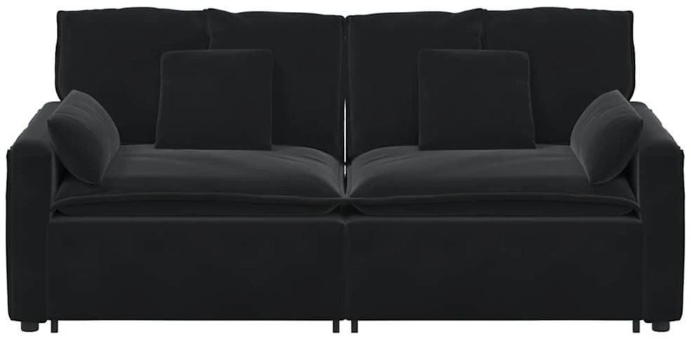 Modulinė sofa su pagalvėlėmis, juoda