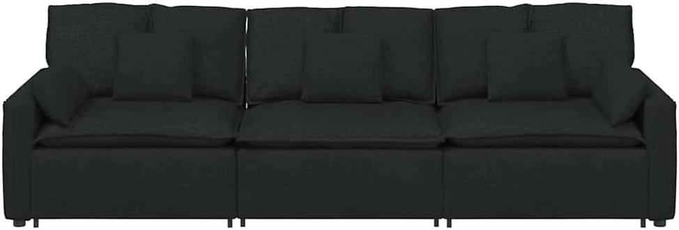 Modulinė sofa su pagalvėlėmis, juoda