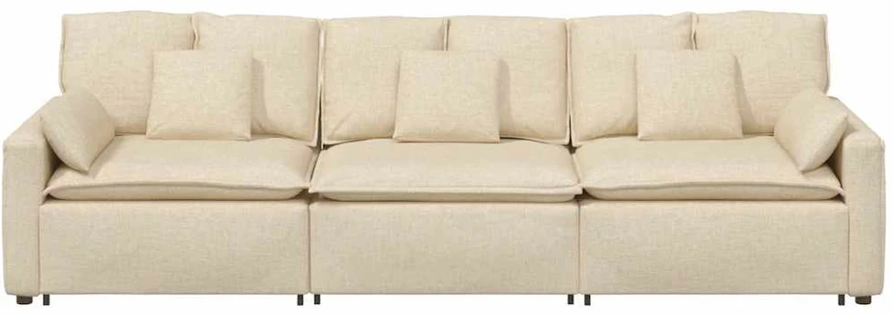 Modulinė sofa su pagalvėlėmis, kreminės spalvos