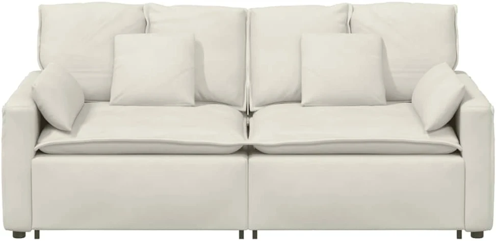 Modulinė sofa su pagalvėlėmis, kreminės spalvos