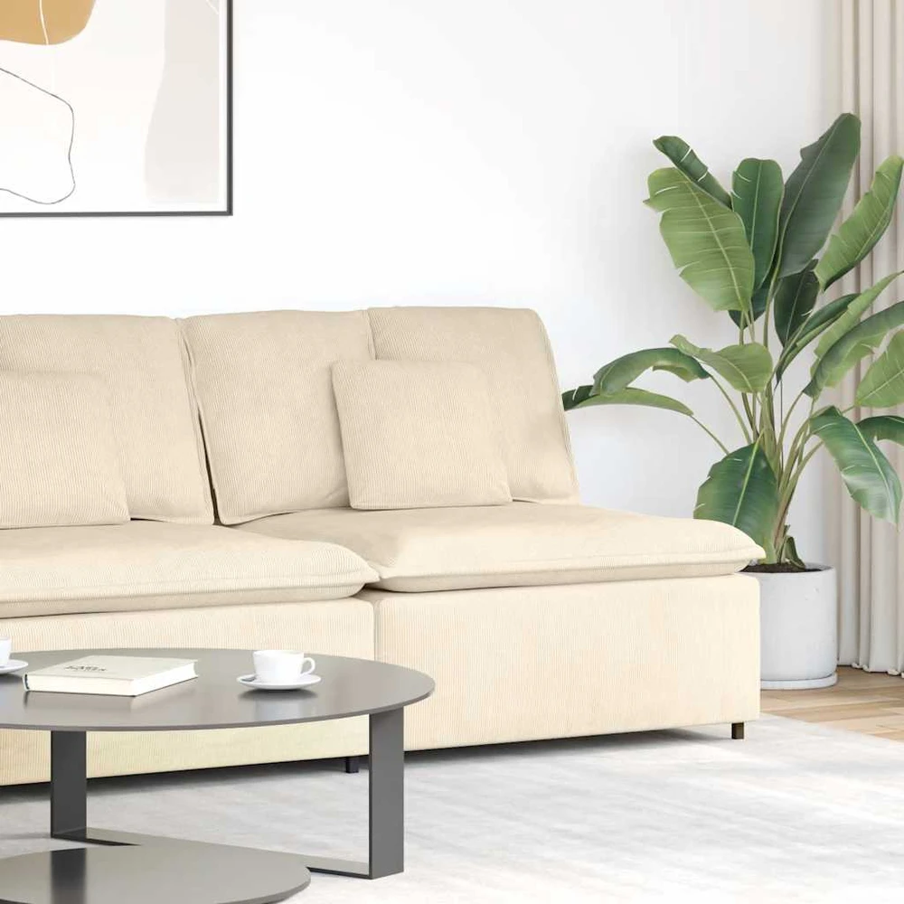 Modulinė sofa su pagalvėlėmis, kreminės spalvos, 100 cm