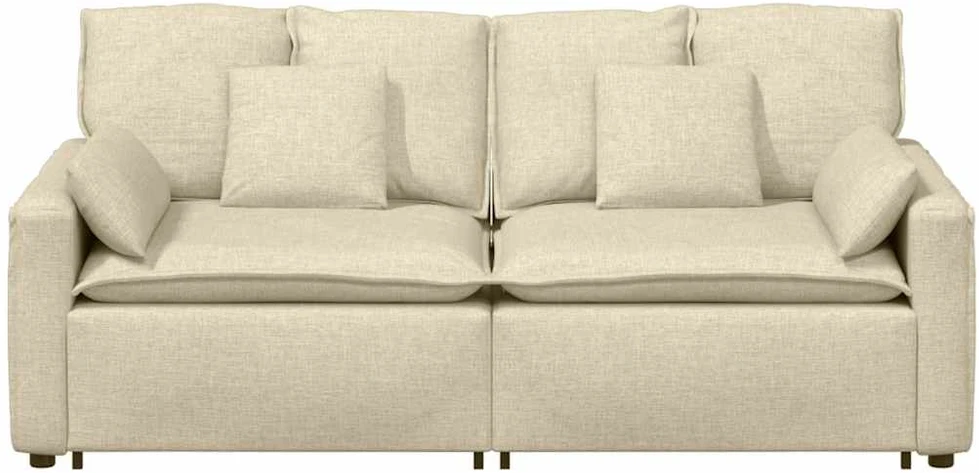 Modulinė sofa su pagalvėlėmis, kreminės spalvos