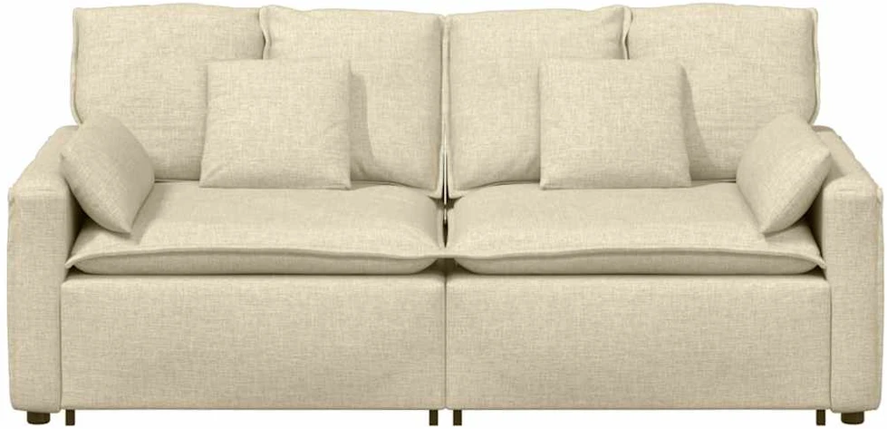 Modulinė sofa su pagalvėlėmis, kreminės spalvos