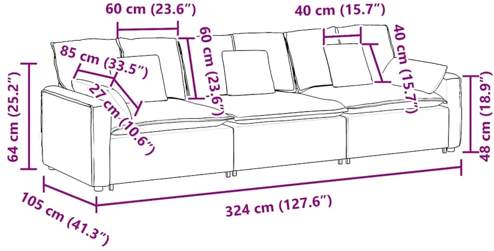 Modulinė sofa su pagalvėlėmis, mėlyna