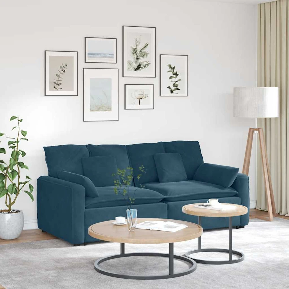 Modulinė sofa su pagalvėlėmis, mėlyna