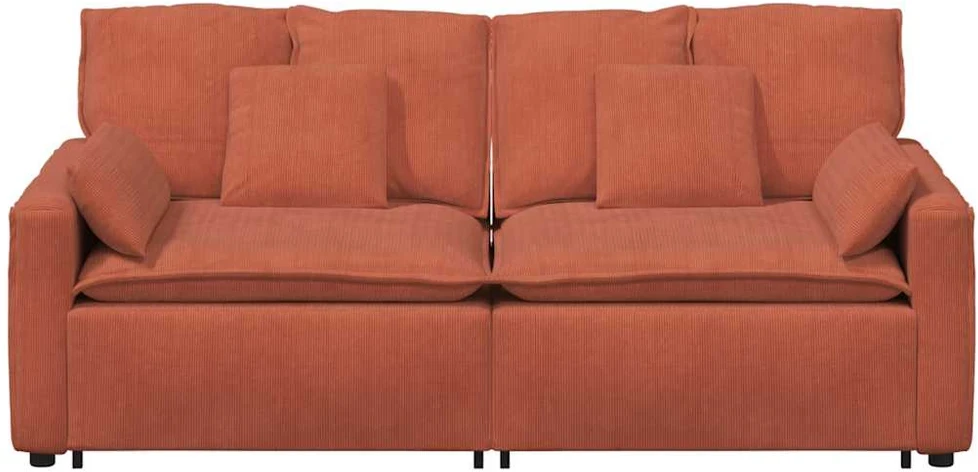 Modulinė sofa su pagalvėlėmis, raudonai oranžinė