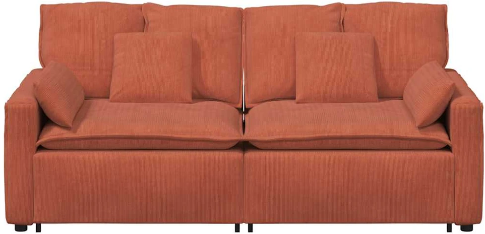 Modulinė sofa su pagalvėlėmis, raudonai oranžinė