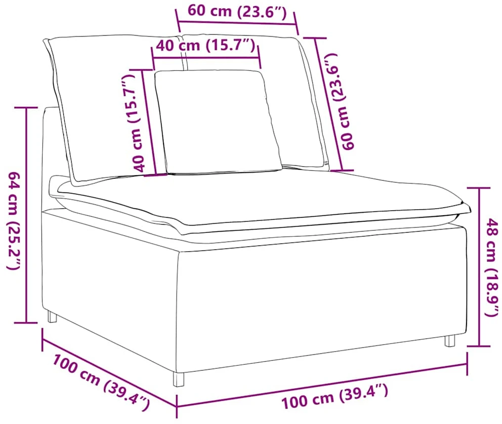 Modulinė sofa su pagalvėlėmis, smėlio spalvos, 100 cm