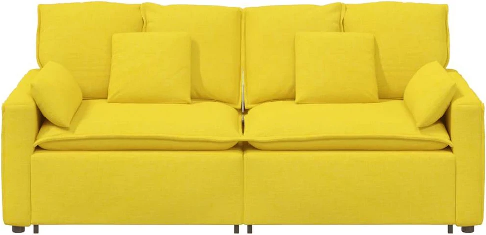Modulinė sofa su pagalvėlėmis, šviesiai geltona