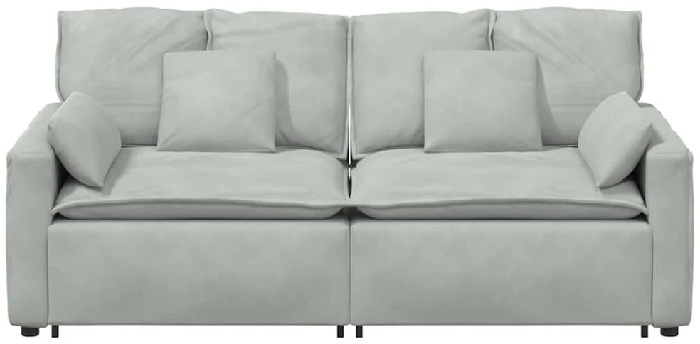 Modulinė sofa su pagalvėlėmis, šviesiai pilka