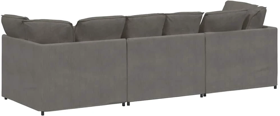 Modulinė sofa su pagalvėlėmis, šviesiai pilka, velvetas, audinys
