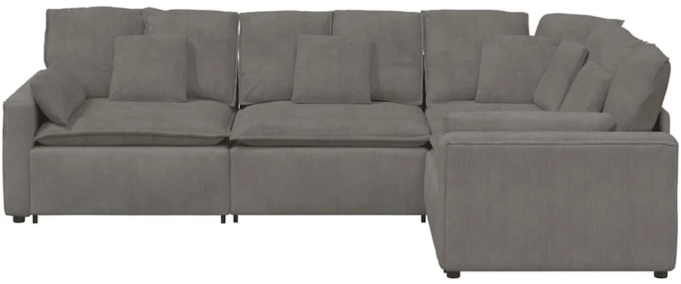 Modulinė sofa su pagalvėlėmis, šviesiai pilka, velvetas, audinys