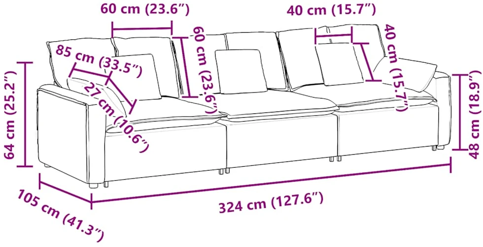 Modulinė sofa su pagalvėlėmis, šviesiai pilka