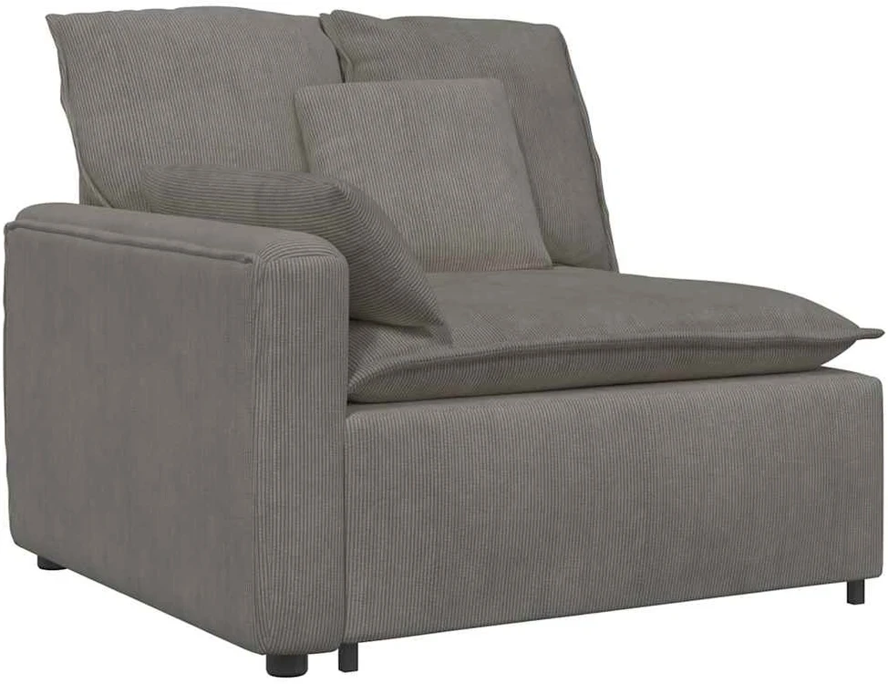 Modulinė sofa su pagalvėlėmis, šviesiai pilka, velvetas, audinys