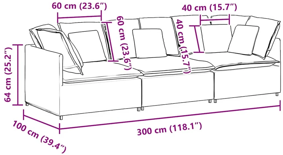 Modulinė sofa su pagalvėlėmis, šviesiai pilka, velvetas, audinys