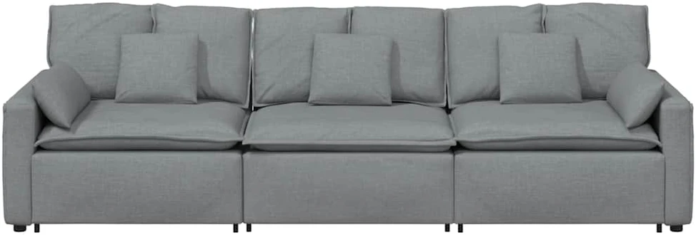 Modulinė sofa su pagalvėlėmis, šviesiai pilka