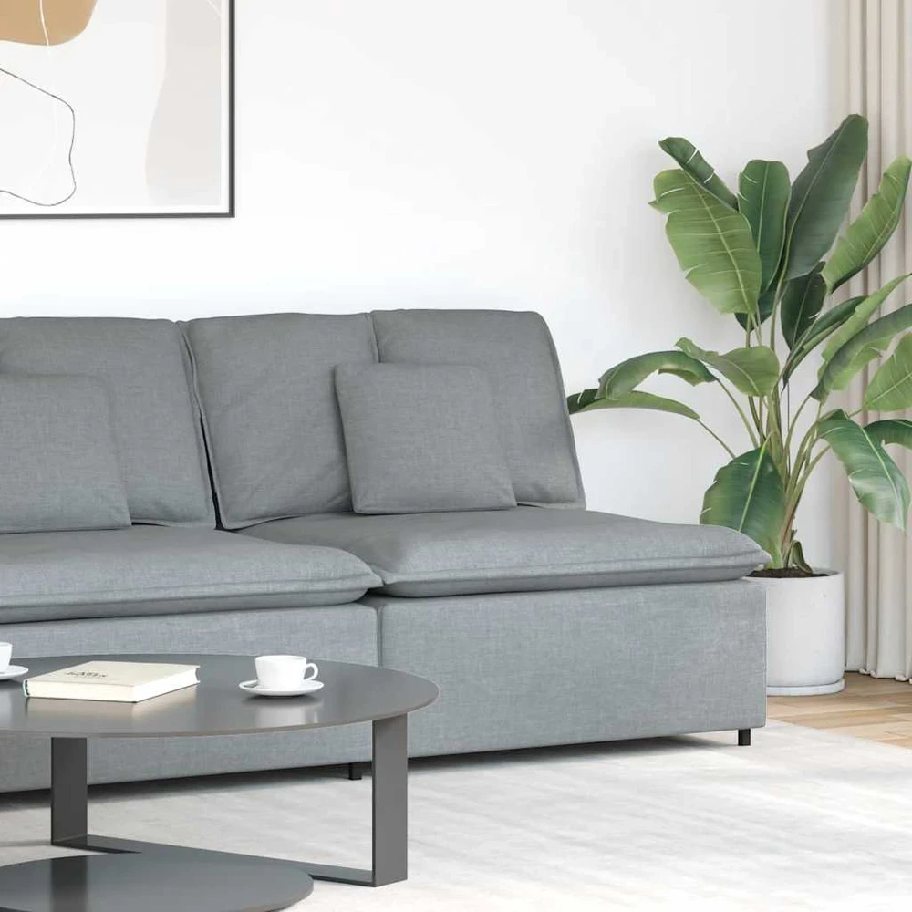 Modulinė sofa su pagalvėlėmis, šviesiai pilka, 100 cm