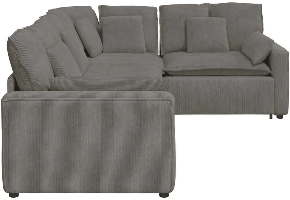 Modulinė sofa su pagalvėlėmis, šviesiai pilka, velvetas, audinys