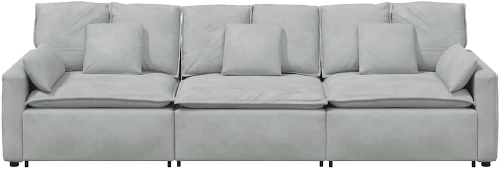 Modulinė sofa su pagalvėlėmis, šviesiai pilka