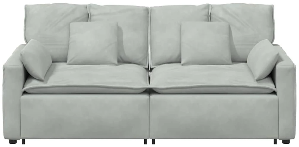 Modulinė sofa su pagalvėlėmis, šviesiai pilka