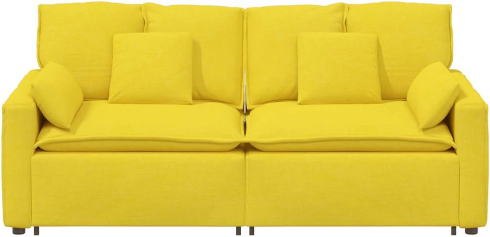 Modulinė sofa su pagalvėlėmis, šviesiai geltona