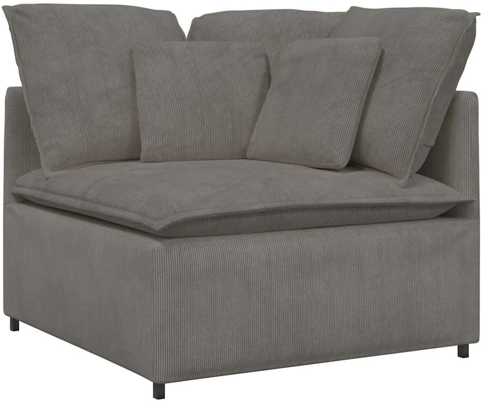 Modulinė sofa su pagalvėlėmis, šviesiai pilka, velvetas, audinys