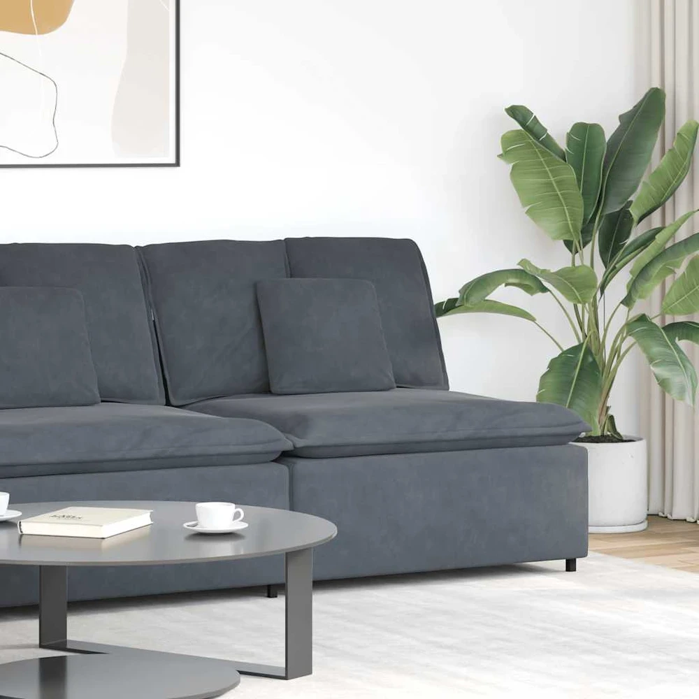 Modulinė sofa su pagalvėlėmis, tamsiai pilka, 100 cm