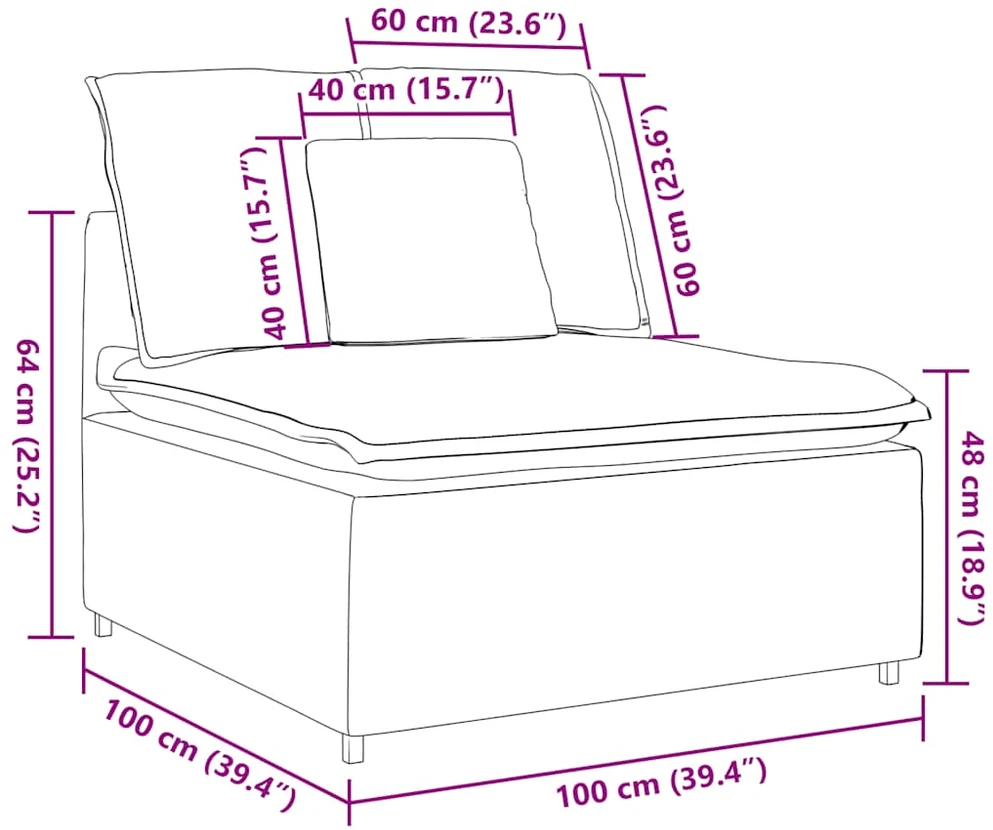 Modulinė sofa su pagalvėlėmis, tamsiai pilka, 100 cm