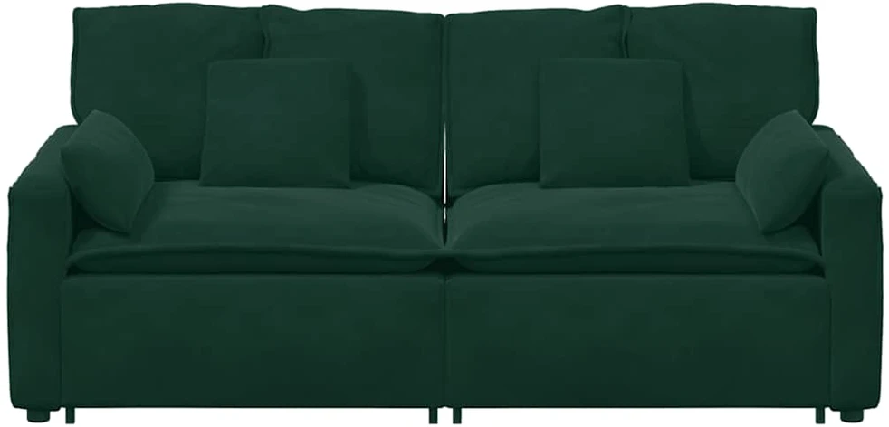 Modulinė sofa su pagalvėlėmis, tamsiai žalia