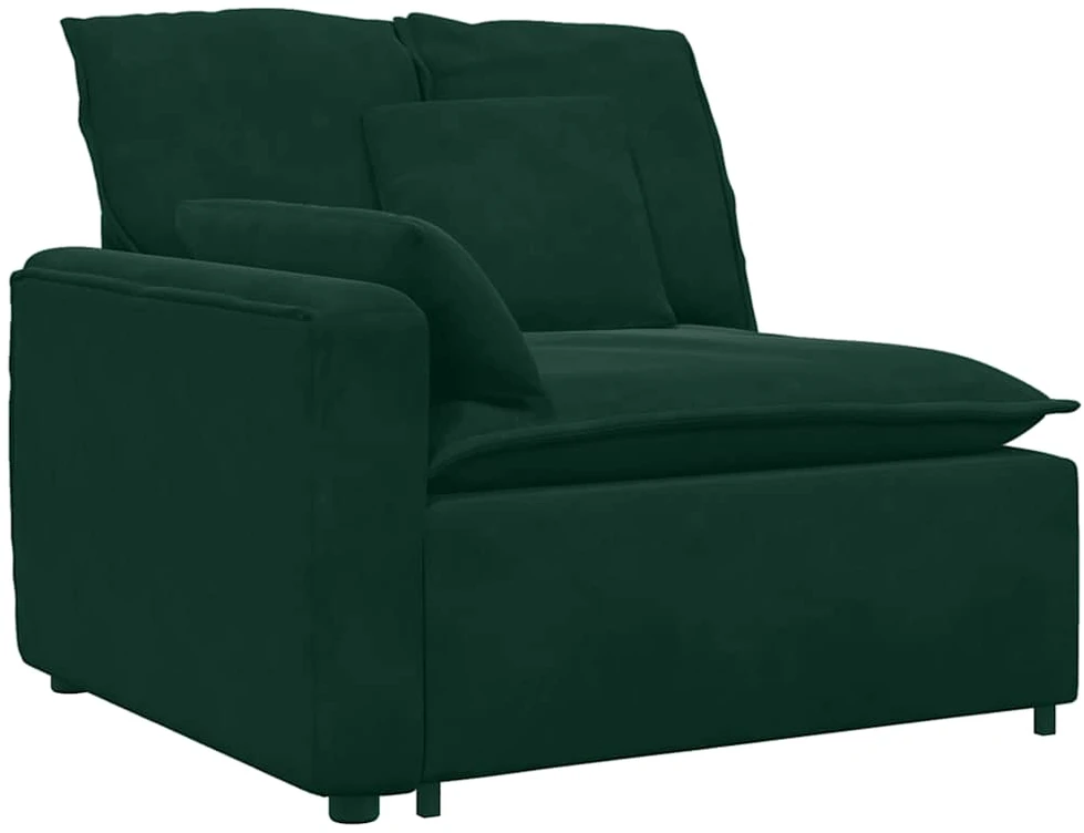 Modulinė sofa su pagalvėlėmis, tamsiai žalia