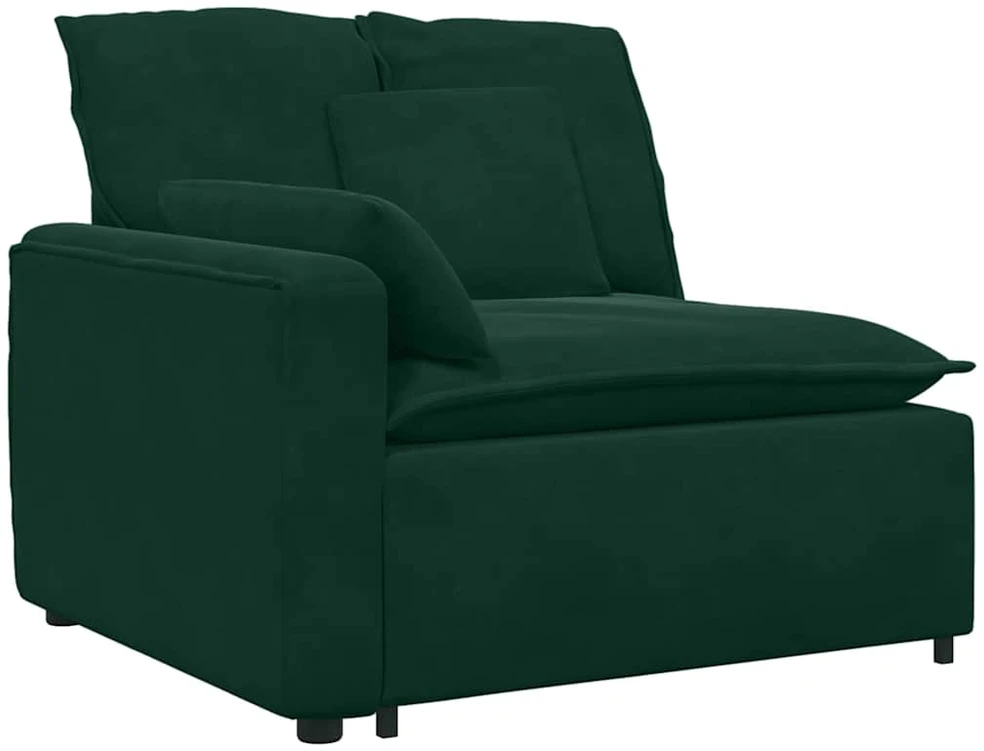 Modulinė sofa su pagalvėlėmis, tamsiai žalia