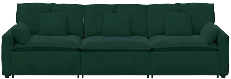 Modulinė sofa su pagalvėlėmis, tamsiai žalia