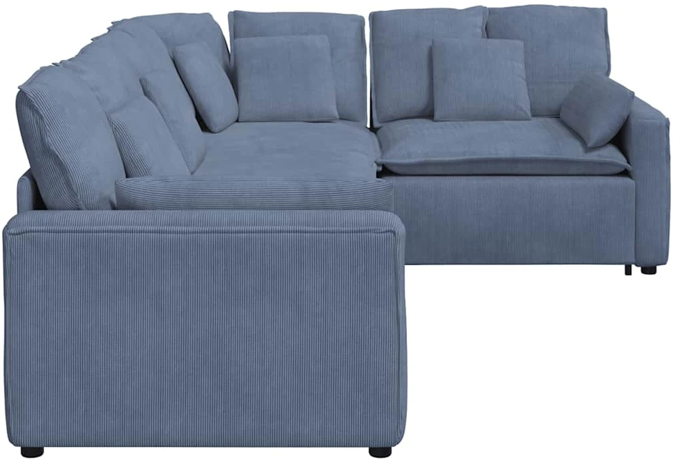 Modulinė sofa su pagalvėlėmis, velvetas, mėlyna