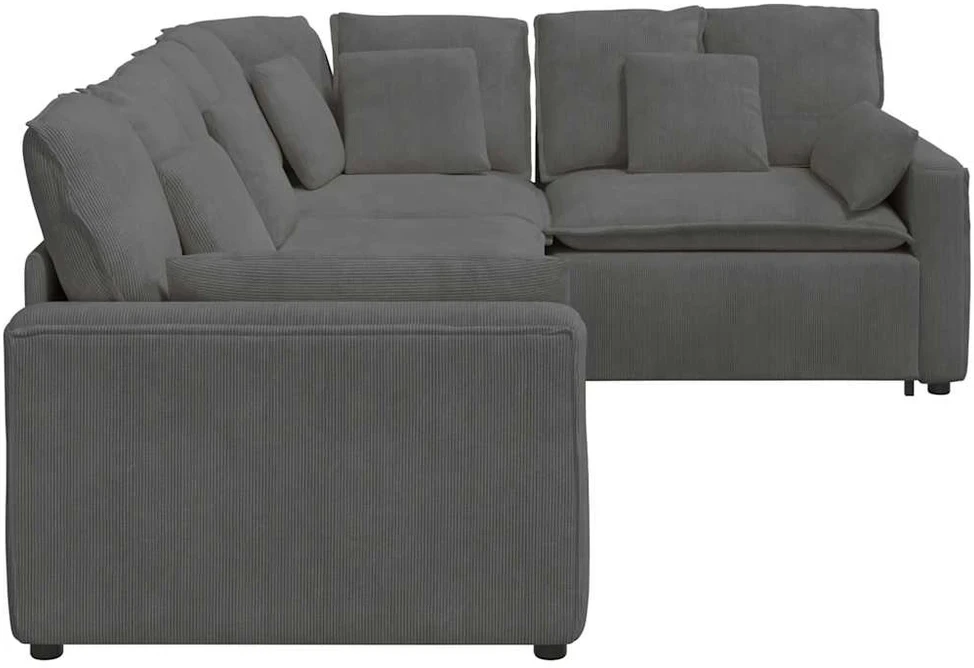 Modulinė sofa su pagalvėlėmis, velvetas, tamsiai pilka