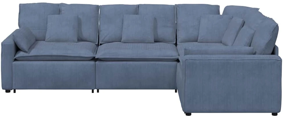 Modulinė sofa su pagalvėlėmis, velvetas, mėlyna
