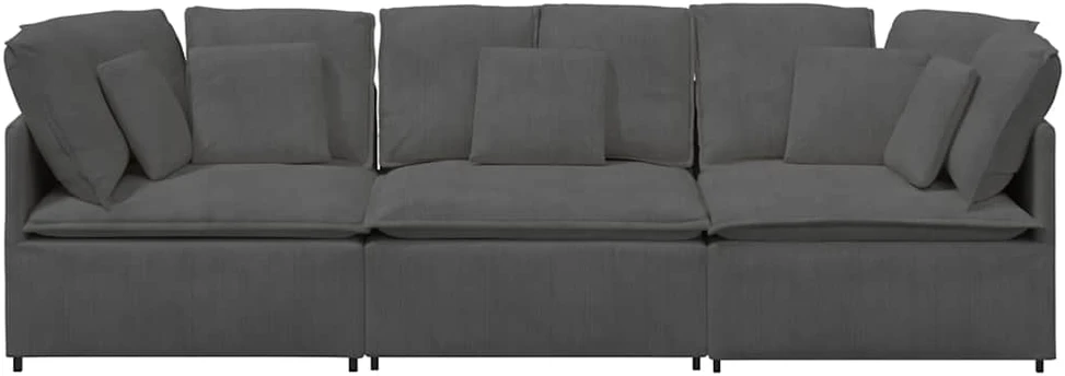 Modulinė sofa su pagalvėlėmis, velvetas, tamsiai pilka
