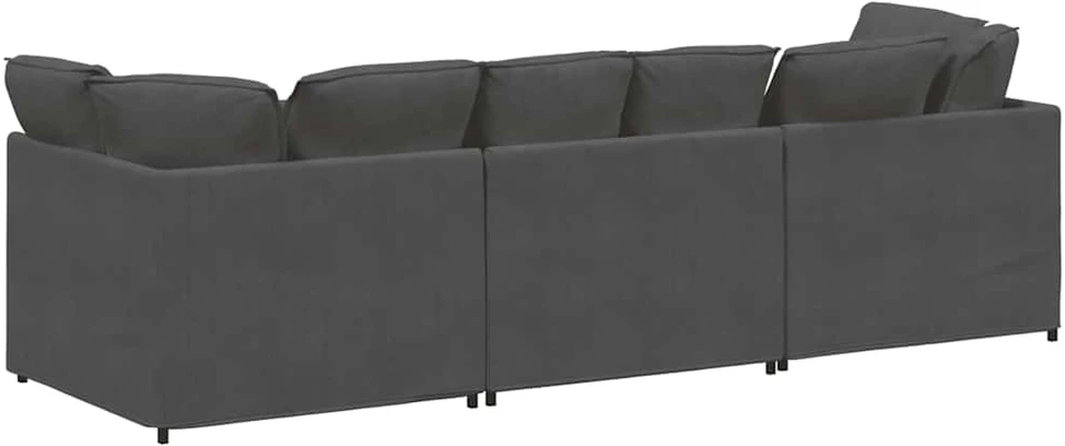 Modulinė sofa su pagalvėlėmis, velvetas, tamsiai pilka