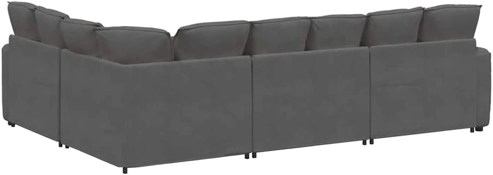 Modulinė sofa su pagalvėlėmis, velvetas, tamsiai pilka